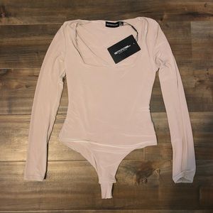 Pretty Little Thing Nude Silk Bodysuit